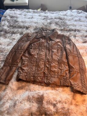 Vintage Y2K Dina Bar-El textured grid ribbon jacket in a brownish olive color.